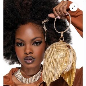 Gold rhinestone disco drip ball purse crystal